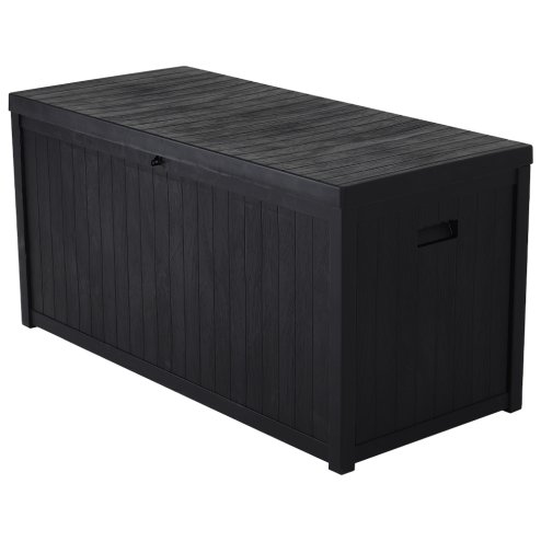 Living and Home 430L Black Waterproof Garden Storage Box with Dual Handles and Lockable Lid - Large Plastic Tool & Equipment Storage