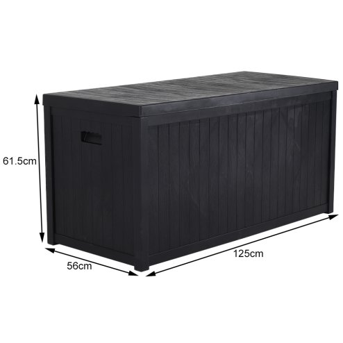 Living and Home 430L Black Waterproof Garden Storage Box with Dual Handles and Lockable Lid - Large Plastic Tool & Equipment Storage