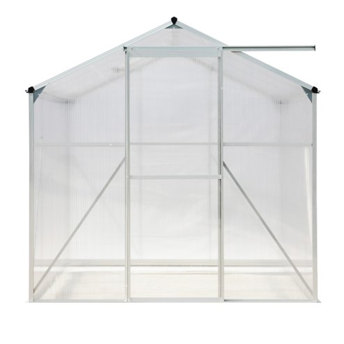 Living and Home 8ft × 6ft Aluminium Hobby Greenhouse with Window Opening and Sliding Door