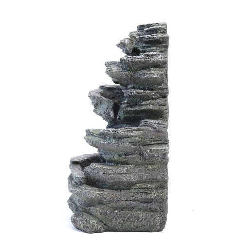 Aluminium 4 Piece Sofa Set Anthracite Grey + Garden Water Feature Outdoor LED Waterfall Fountain Rockery Decor Bundle