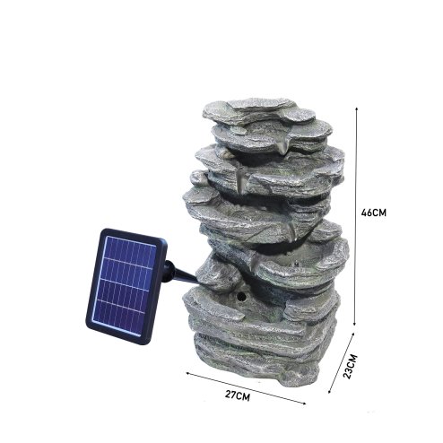 Aluminium 4 Piece Sofa Set Anthracite Grey + Garden Water Feature Outdoor LED Waterfall Fountain Rockery Decor Bundle