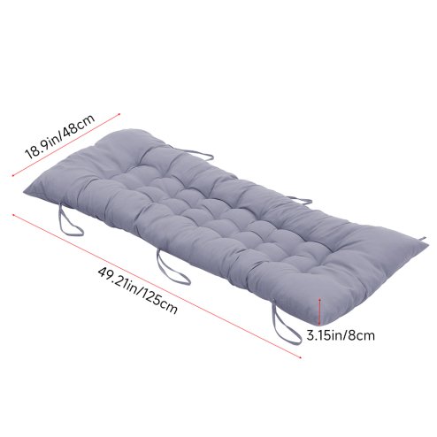 Living and Home Grey Non-slip Sun Lounger Cushion for Garden Patio, 125cm(W) x 48cm(D)