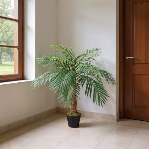 Living and Home 100cm Large Faux Palm Tree Fake Artificial Green Plants Realistic Tree Garden