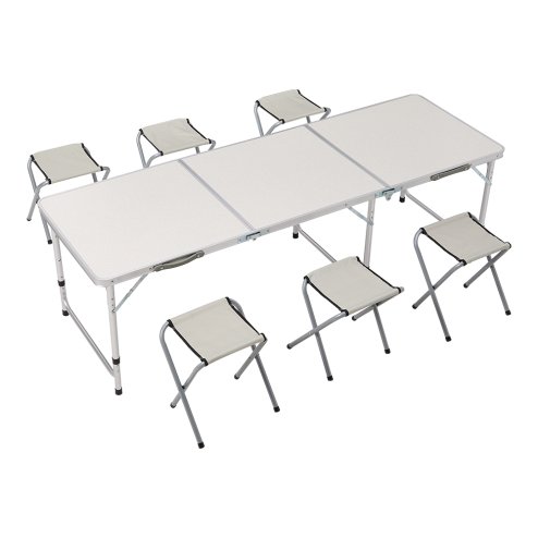 Living and Home Folding Picnic Table Set with 6 Stools