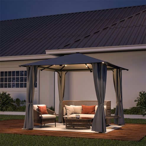 Living and Home 3x3M Metal Gazebo with Lights