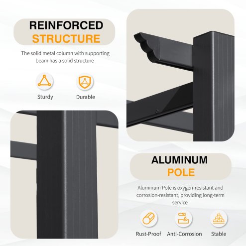 Living and Home 3x3M Aluminum Pergola for Patio Deck