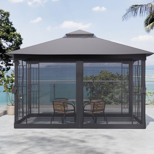Living and Home Outdoor Garden Gazebo Shade Canopy 395cm W x 295cm D x  280cm H