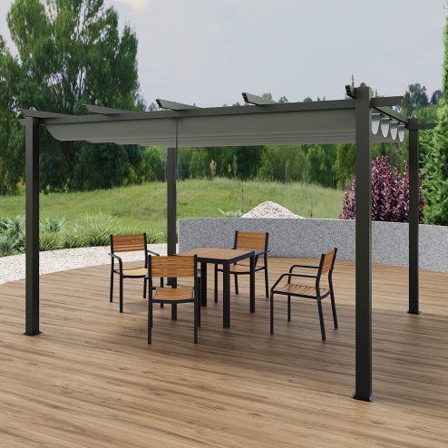 Living and Home 13x10ft Aluminium Pergola with Retractable Roof