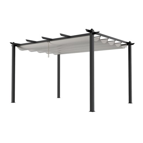 Living and Home 13x10ft Aluminium Pergola with Retractable Roof