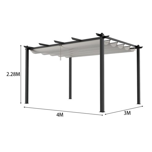 Living and Home 13x10ft Aluminium Pergola with Retractable Roof