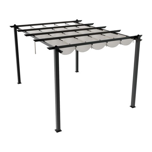 Living and Home 13x10ft Aluminium Pergola with Retractable Roof