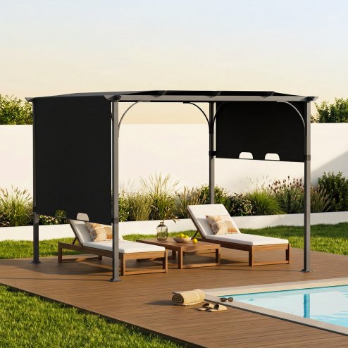 Living and Home 3x3m Outdoor Pergola with Adjustable Canopy