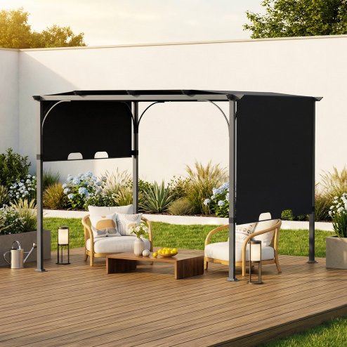 Living and Home 3x3m Outdoor Pergola with Adjustable Canopy