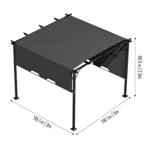 Living and Home 3x3m Outdoor Pergola with Adjustable Canopy