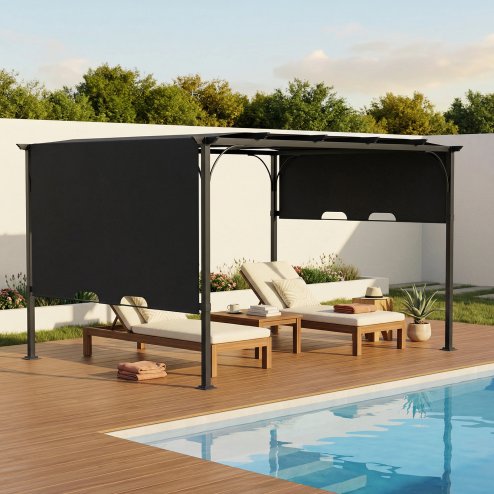 Living and Home 4x3m Outdoor Pergola with Adjustable Canopy