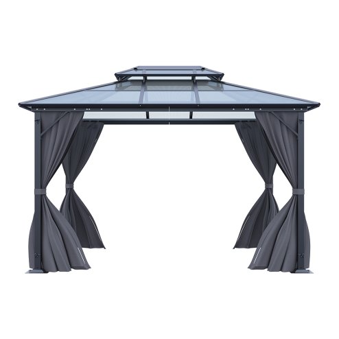 Living and Home 12 x 10FT Metal Frame Hardtop Patio Gazebo with Curtains