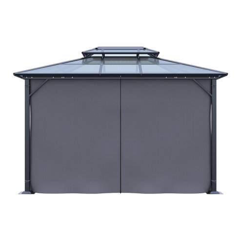 Living and Home 12 x 10FT Metal Frame Hardtop Patio Gazebo with Curtains