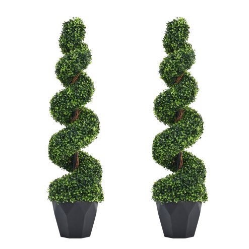 Living and Home 120cm 2 Pack Artificial Topiary Spiral Boxwood Tree Fake Plant