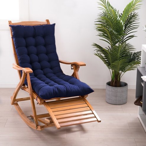 Living and Home Dark Blue Non-slip Sun Lounger Cushion for Garden Patio, 125cm(W) x 48cm(D)