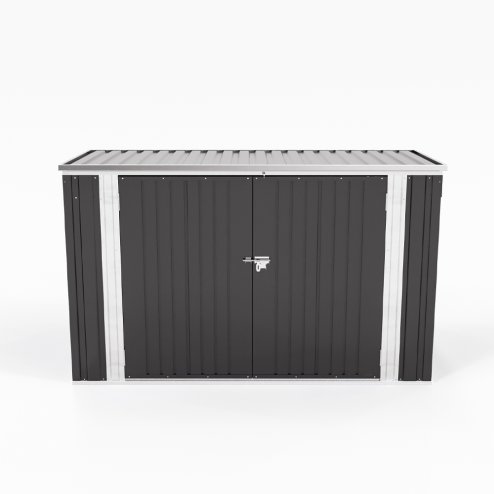Living and Home 7 x 3 ft Lockable Steel Garden Metal Junk/Bike Storage Shed, Anthracite