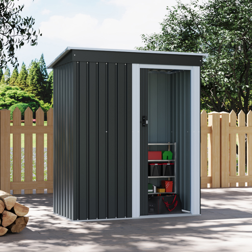 Living and Home 5.38 x 2.89FT Outdoor Metal Storage Shed with Lockable Door