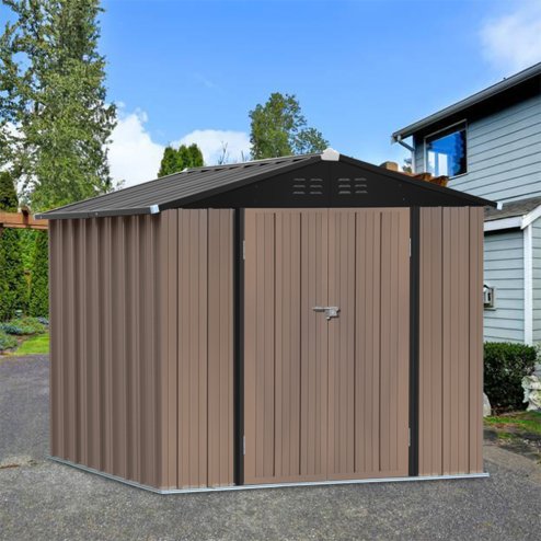 Living and Home 7.84 x 6.1FT Apex Roof Metal Garden Storage Shed with Lockable Door