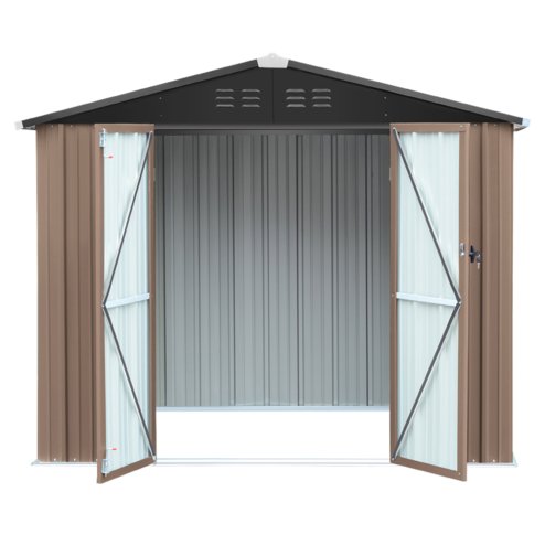 Living and Home 7.84 x 6.1FT Apex Roof Metal Garden Storage Shed with Lockable Door