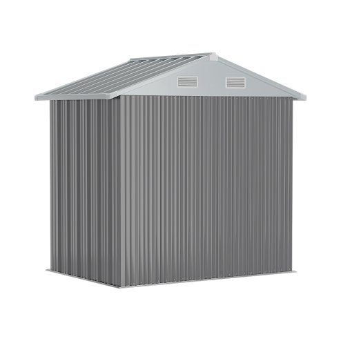 Living and Home 7.83 x 6.1FT Apex Roof Metal Garden Storage Shed with Lockable Door, Grey+White