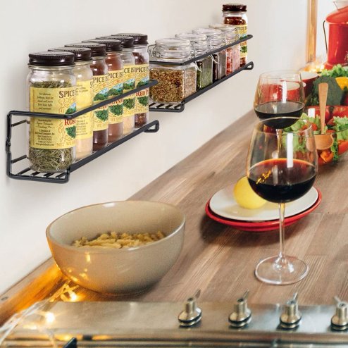 Living and Home Set of 4 Wall Mount Metal Wire Spice Rack