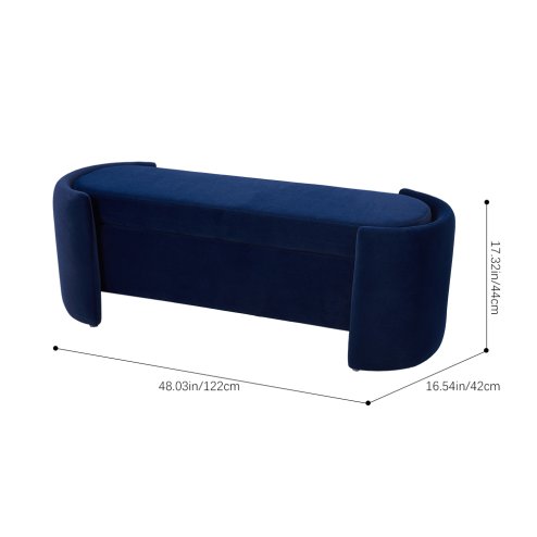 Living and Home 2 Seater Ottoman Storage Bench in Blue