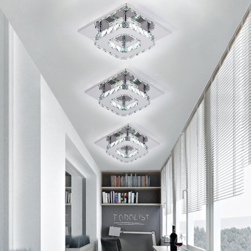 Living and Home Modern Small Crystal LED Ceiling Light for Hallways and Corridor