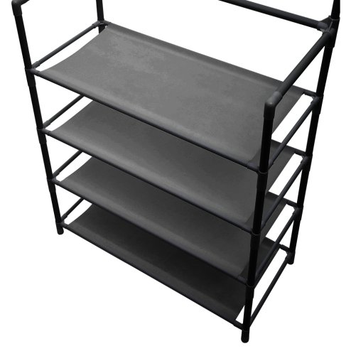 Living and Home Entryway 4 Tier Shoe Rack with Coat Hanger, Black