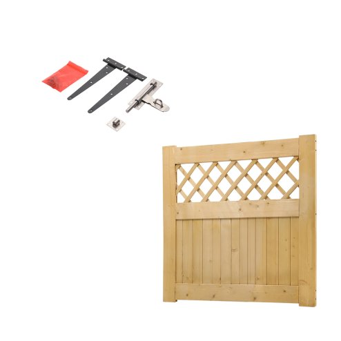 Living and Home 90x90cm Rhombus Garden Wood Fence Gate in Natural Color