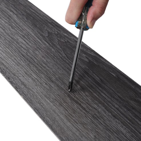 Living and Home 36pcs Rustic Lifelike Wood Grain Self-adhesive PVC Flooring, Dark Grey