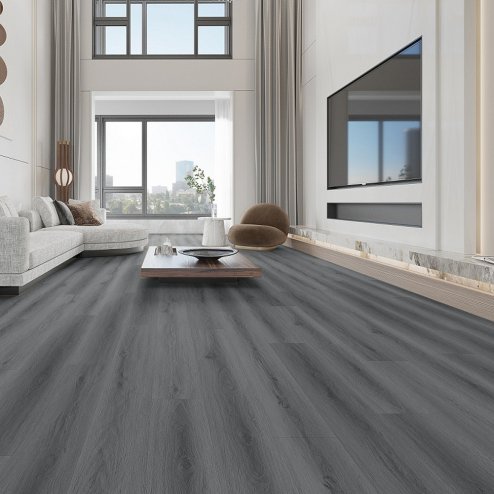 Living and Home 36pcs Rustic Lifelike Wood Grain Self-adhesive PVC Flooring, Dark Grey