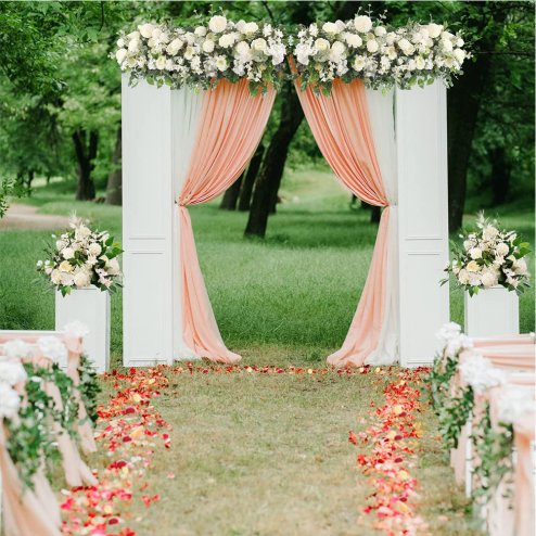 Living and Home 100cm White Rose Floral Row for Wedding Aisle Decor