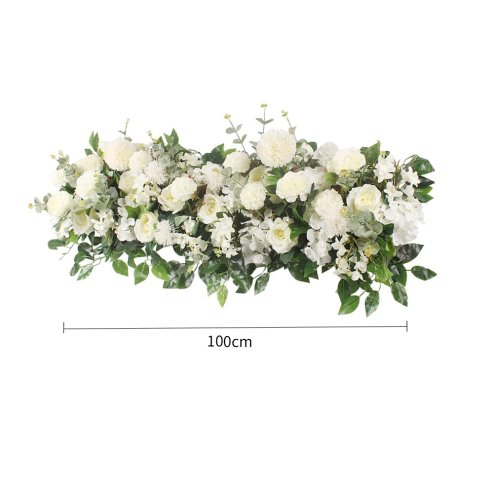Living and Home 100cm White Rose Floral Row for Wedding Aisle Decor
