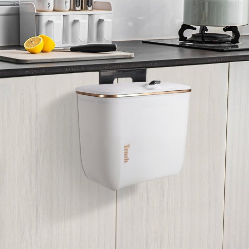 Living and Home Kitchen Bathroom Hanging Waste Bin with Lid 26.6cm W x 14.8cm D x 22cm H