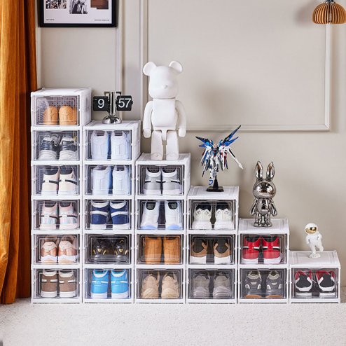 Living and Home 6-Tier Plastic Foldable Shoe Storage Box Unit