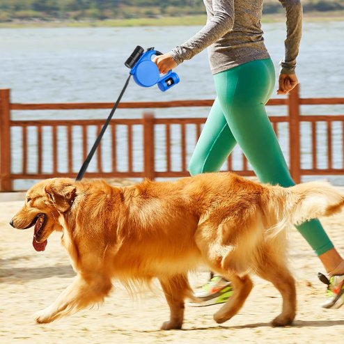 Living and Home 5m Retractable Dog Leash with Non-Slip Handle and LED Torch