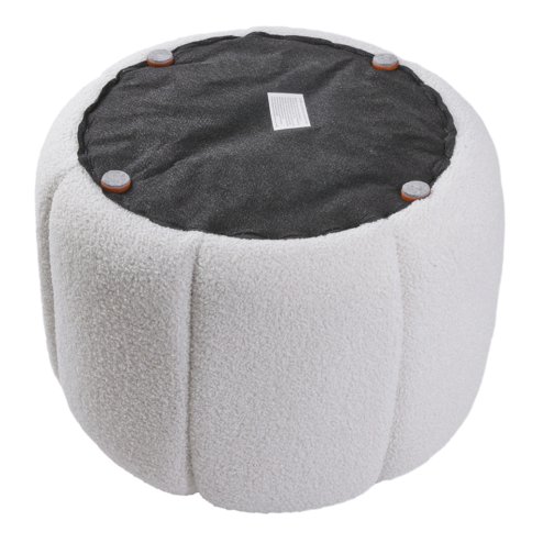 Living and Home Round Shape Teddy Fabric Footstool