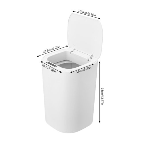 Living and Home 16L Automatic Touchless Motion Sensor Rubbish Bin with Removable Inner Bucket and Soft-Close Lid, White