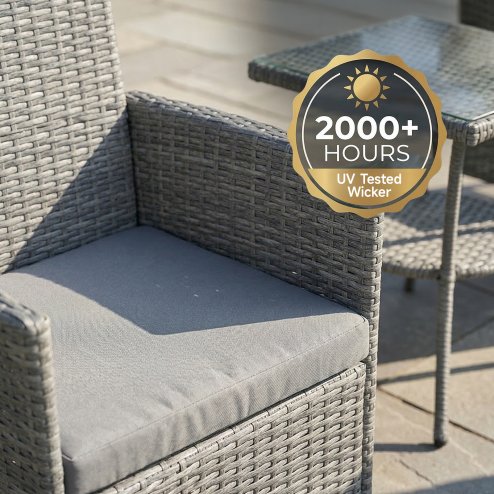 Living and Home 3-Piece PE Rattan Garden Furniture Bistro Set, Outdoor Patio Table and Chairs Set, Anti-tear, Anti-aging