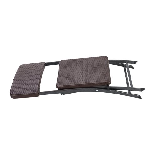 Living and Home Set of 2 Outdoor Rattan Plastic Folding Chairs Dining Chairs Set Brown