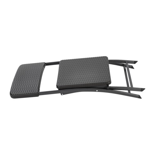 Livingandhome Set of 2 Outdoor Rattan Plastic Folding Chairs Dining Chairs Set, Black