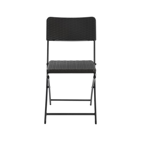 Livingandhome Set of 2 Outdoor Rattan Plastic Folding Chairs Dining Chairs Set, Black