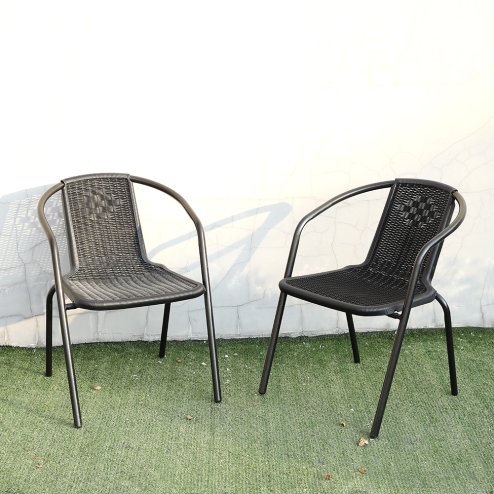 Living and Home Set of 2 PE Rattan Stacking Garden Chairs