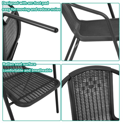 Living and Home Set of 2 PE Rattan Stacking Garden Chairs