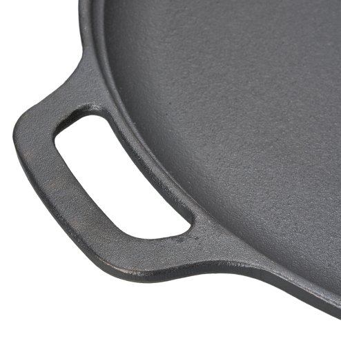 Living and Home 30cm Pre-Seasoned Round Dual-Handle Cast Iron Grill Pan