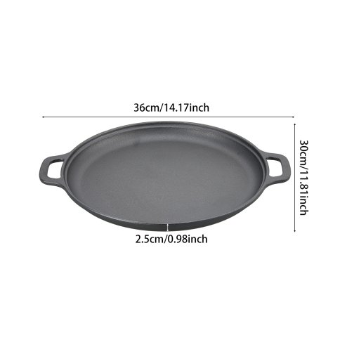 Living and Home 30cm Pre-Seasoned Round Dual-Handle Cast Iron Grill Pan